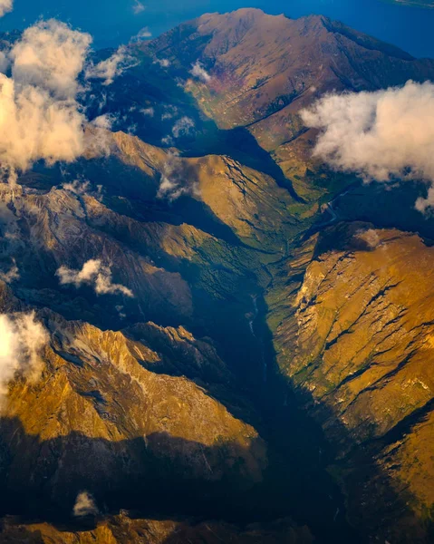 Vista aérea del paisaje de la cordillera de Nueva Zelanda — Foto de Stock
