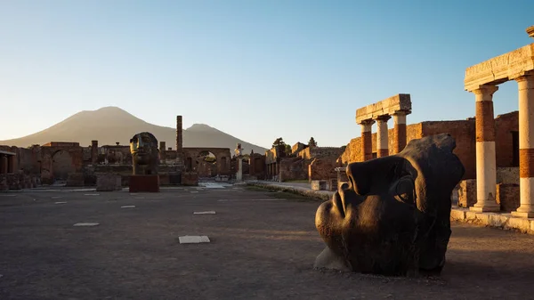 Pompei Antik şehir at kalıntıları doğal gün batımı görünümü — Stok fotoğraf