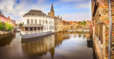 ünlü su kanalı, bruges, Belçika'nın panoramik görünüm