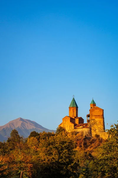 Färgstark Solnedgång Utsikt Över Gremi Fästning Kakheti Region Georgien — Stockfoto