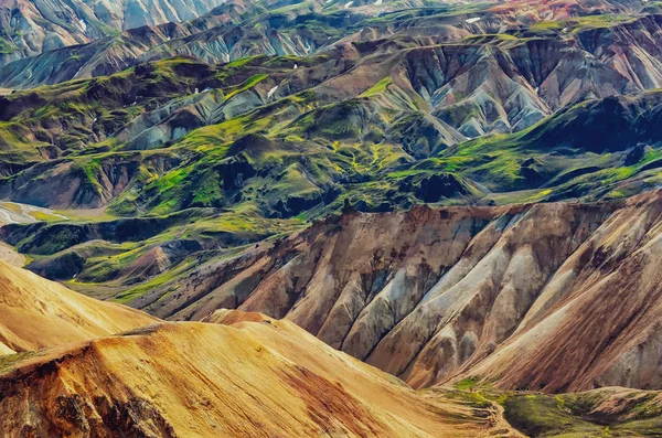 Landschap detailoverzicht van kleurrijke vulkanische bergen van Landmannalaugar Stockfoto