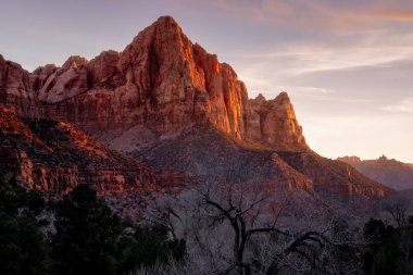 Zion national park günbatımı manzara görünümü bekçisi tepe, Utah