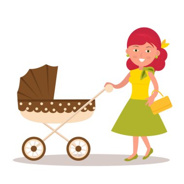 Anne ile bebek arabası