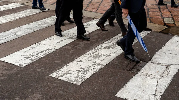 pedestrian crossings in city with people walking