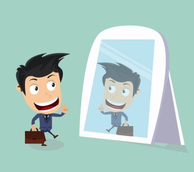 iş adamı aynaya bakar