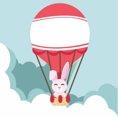 sıcak hava balonu ile tavşan