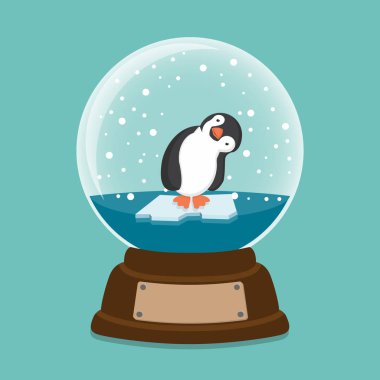 Bir kristal top içinde penguen