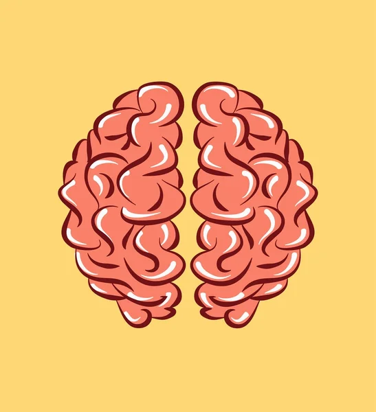 Vector cerebral sobre fondo amarillo — Vector de stock