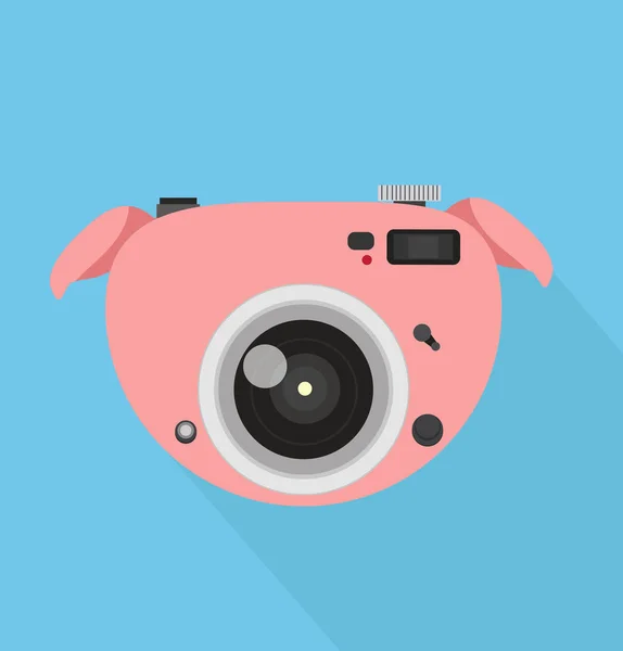 Mignon cochon caméra — Image vectorielle
