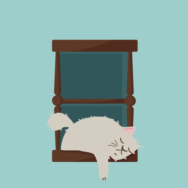 Gato dormir en ventana — Vector de stock
