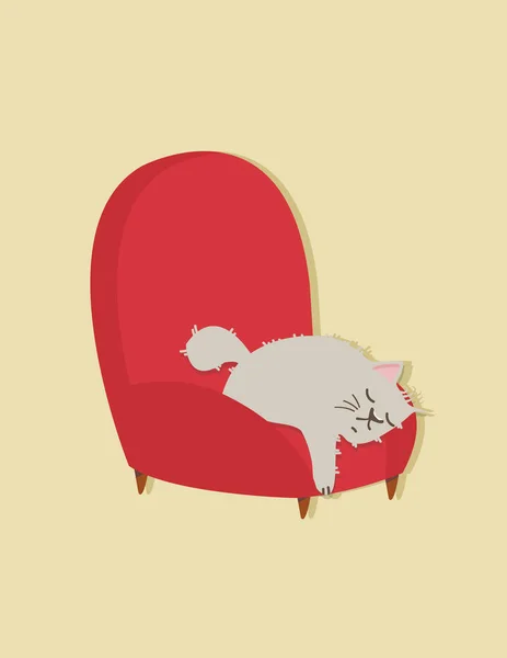 Gato dormir en sofá — Vector de stock