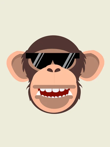 Cabeza de chimpancé en gafas — Vector de stock