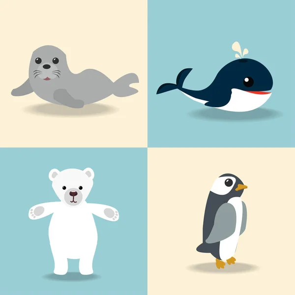 Roztomilý Artic sbírku zvířat — Stockový vektor
