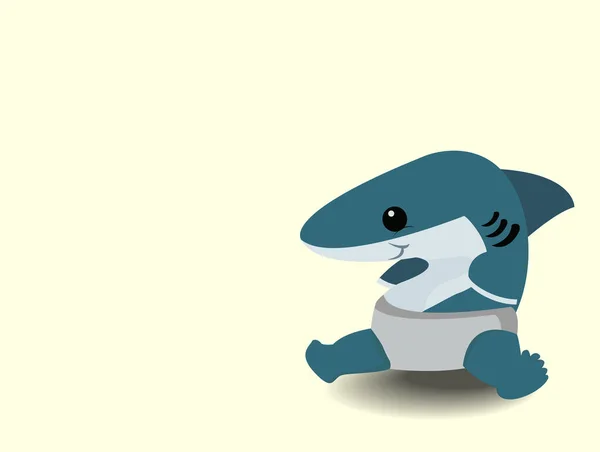かわいい漫画の赤ちゃんサメ — ストックベクタ