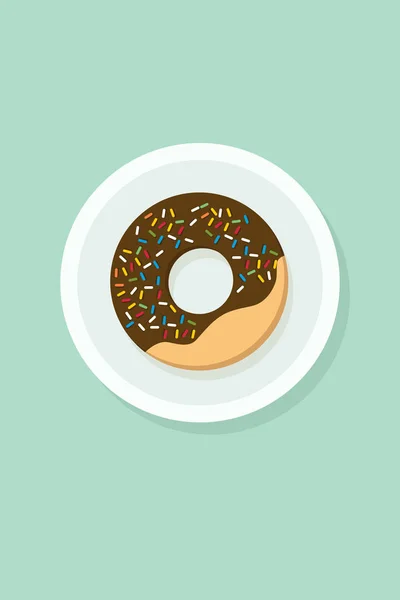 Donut op wit bord — Stockvector