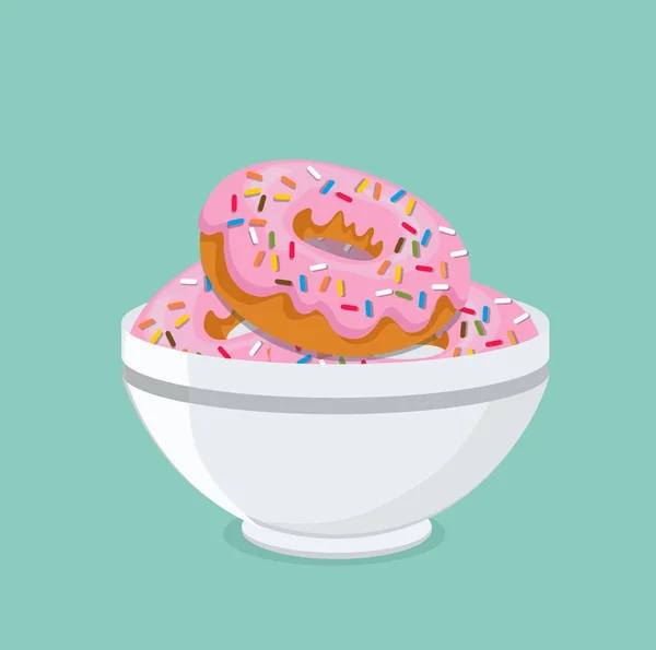 Beignets à la fraise dans un bol — Image vectorielle