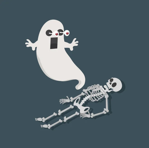 Vector fantasma con esqueleto — Vector de stock