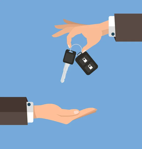 Hand giving key to buyer — Stock Vector