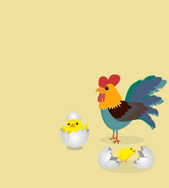 母鸡和小鸡 — 图库矢量图片