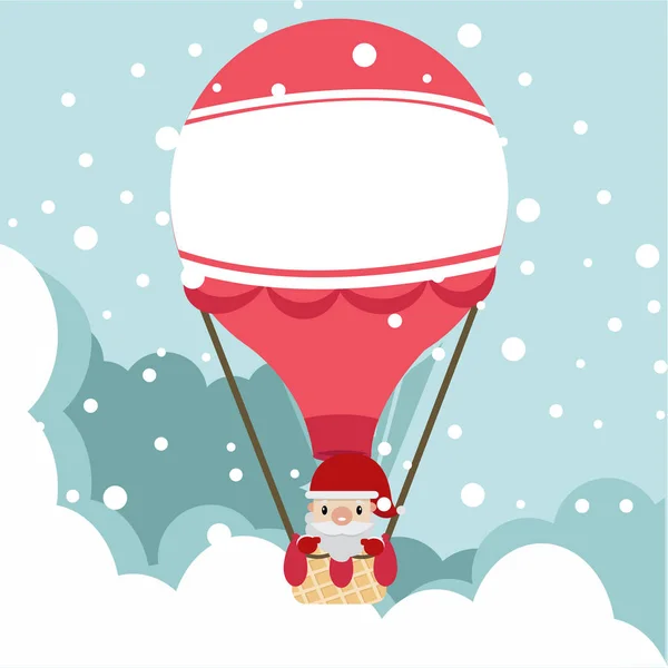 Hot air balloon with Santa Claus — Stock Vector