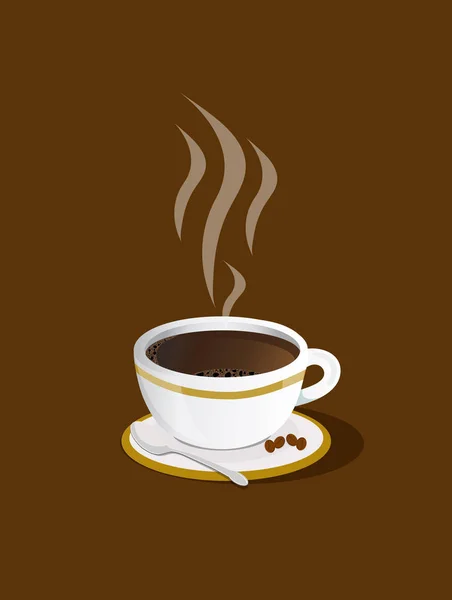 Горячий кофе с бобами — стоковый вектор