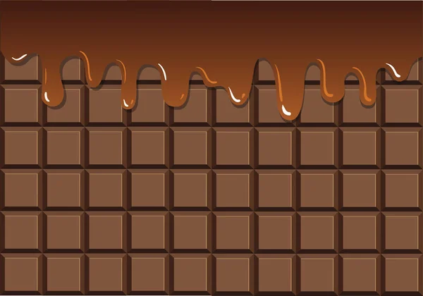 Gesmolten chocolade op de chocolade bar — Stockvector