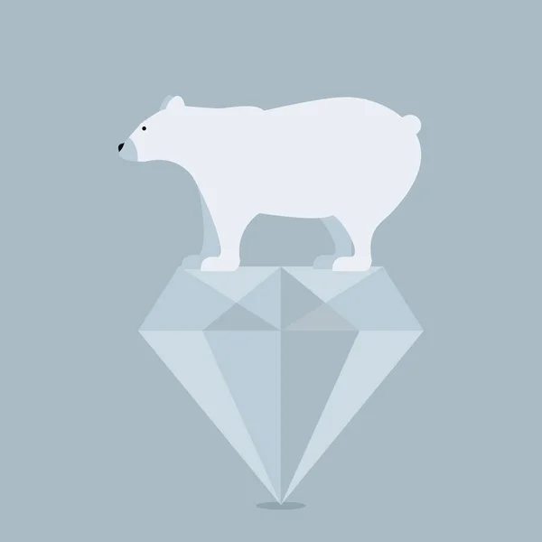 Eisbär auf Diamant — Stockvektor