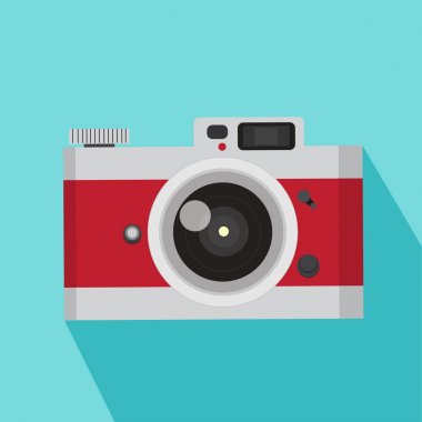 Kırmızı vintage fotoğraf makinesi düz bir stil