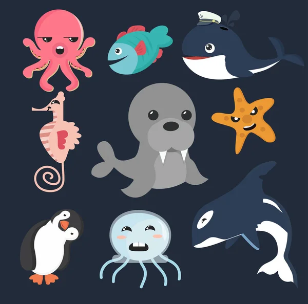 Recogida de animales marinos — Vector de stock