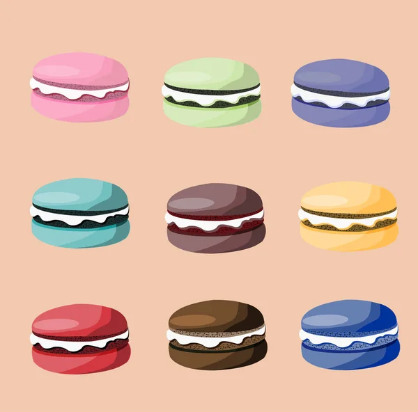 Conjunto macaroon colorido — Vetor de Stock