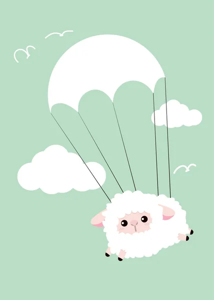 Linda oveja en el cielo — Archivo Imágenes Vectoriales