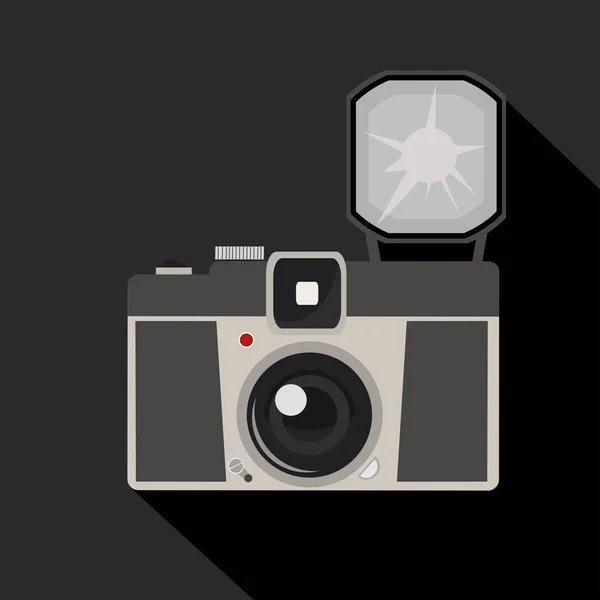 Câmera vintage com flash — Vetor de Stock