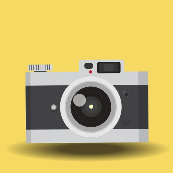 Vintage caméra fond jaune — Image vectorielle