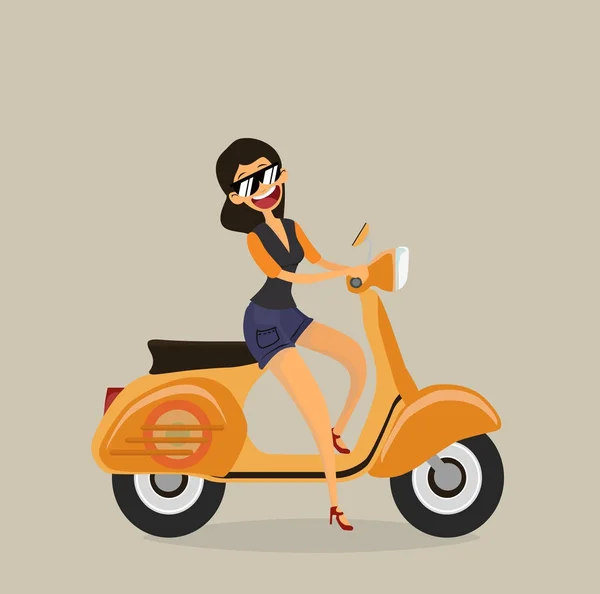 Woman with scooter — Stock Vector