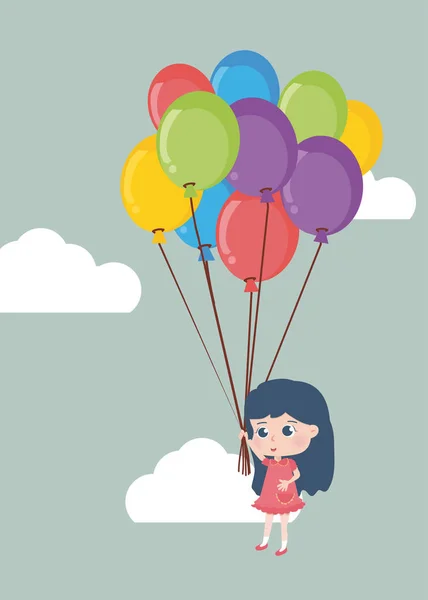 Mała Dziewczynka Trzyma Balon — Wektor stockowy