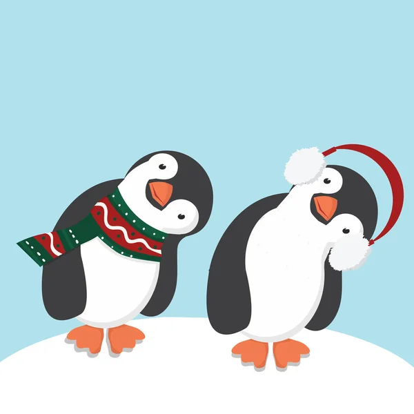 Eşarp ve kulak muffs sevimli penguenler