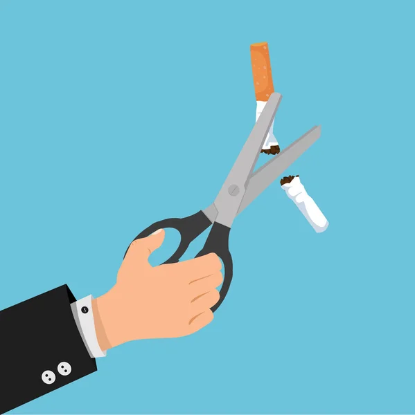 Επιχειρηματίας Χέρι Ψαλίδι Κοπής Ένα Cigarrette — Διανυσματικό Αρχείο