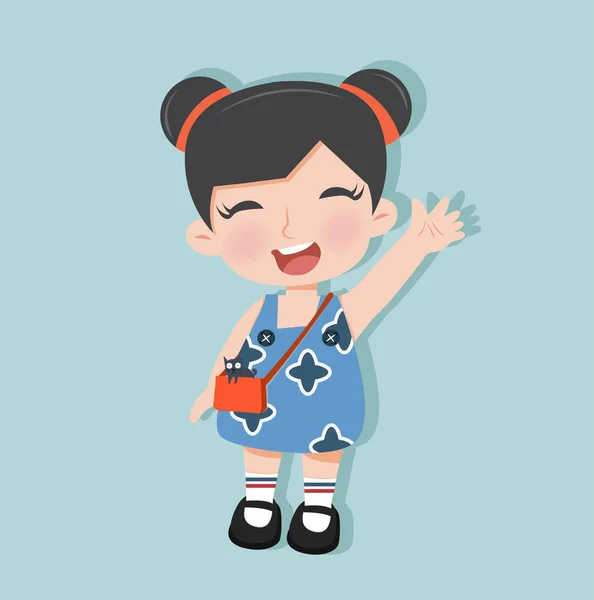 Happy Little Girl Illustration — Stock Vector