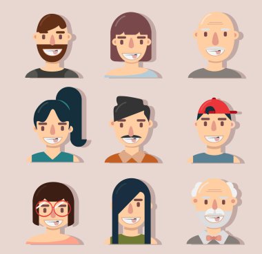 Koleksiyon düz avatar insanlar yüz