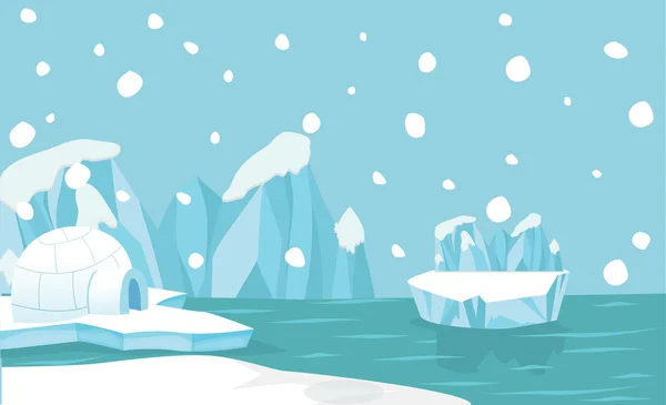 North Pole Arctic Landscape Background — Stock Vector