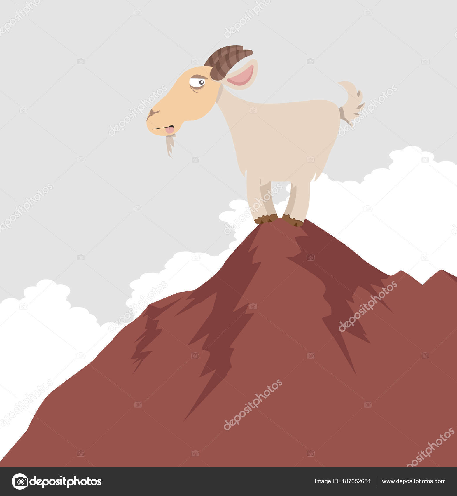 Cute Cartoon Goat Top Mountain Stock Vector Image by  ©focus_bell@ #187652654