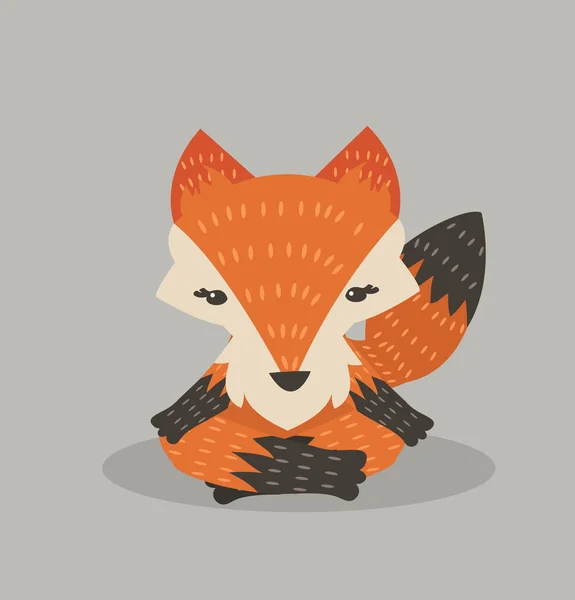 Cute Orange Fox Meditating — Stock Vector