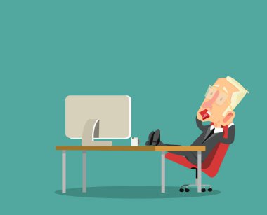 businessman or manager man relaxed in office clipart
