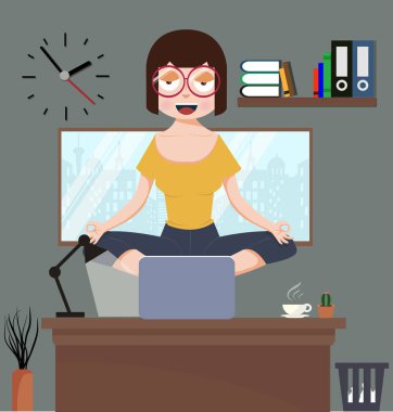 Office odasında meditasyon kadın