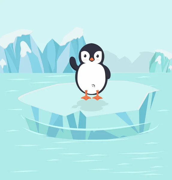 Uccello Pinguino Nel Polo Nord Arcti — Vettoriale Stock