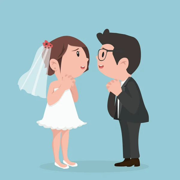 Mariage Avec Couple Mignon — Image vectorielle