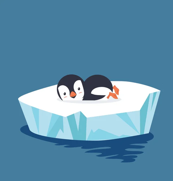 Pingouin Sommeil Sur Glace Floe — Image vectorielle