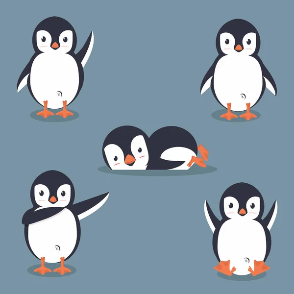 Samling Tecknad Pingvin Vektor — Stock vektor