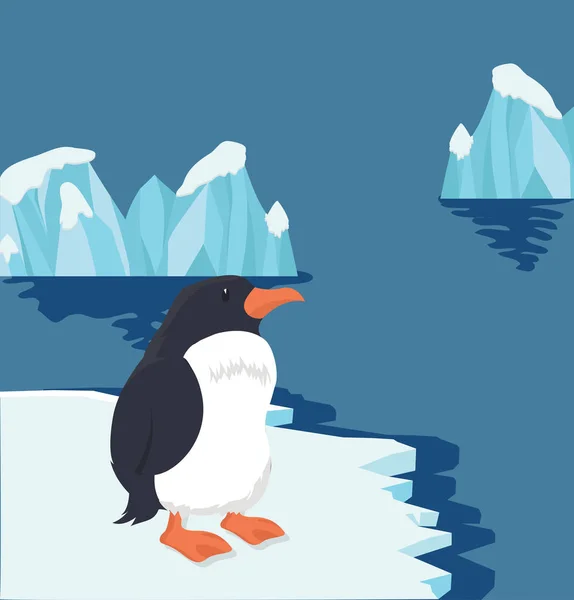 Arctic Pingvin Isflak — Stock vektor
