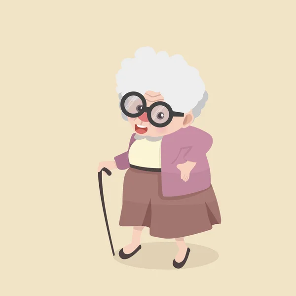 Счастливая Бабушка Выходит Прогулку — стоковый вектор